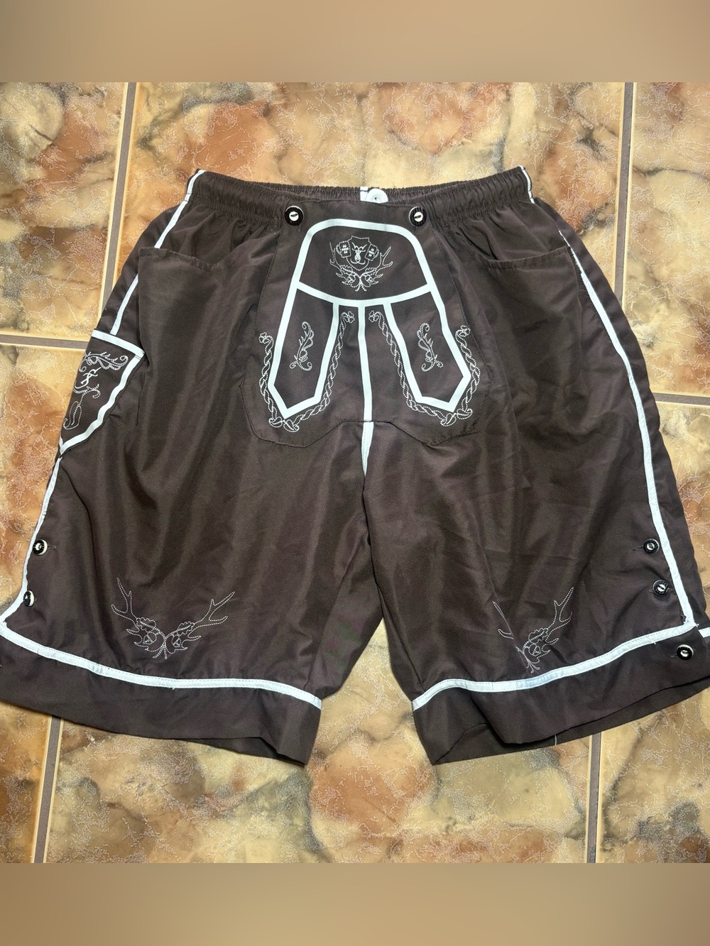 Schönberger Trachten Lederhosen Style Swim Trunks Size Large